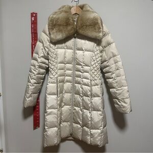 Laundry By Shelli Segal Cream Puffer Coat